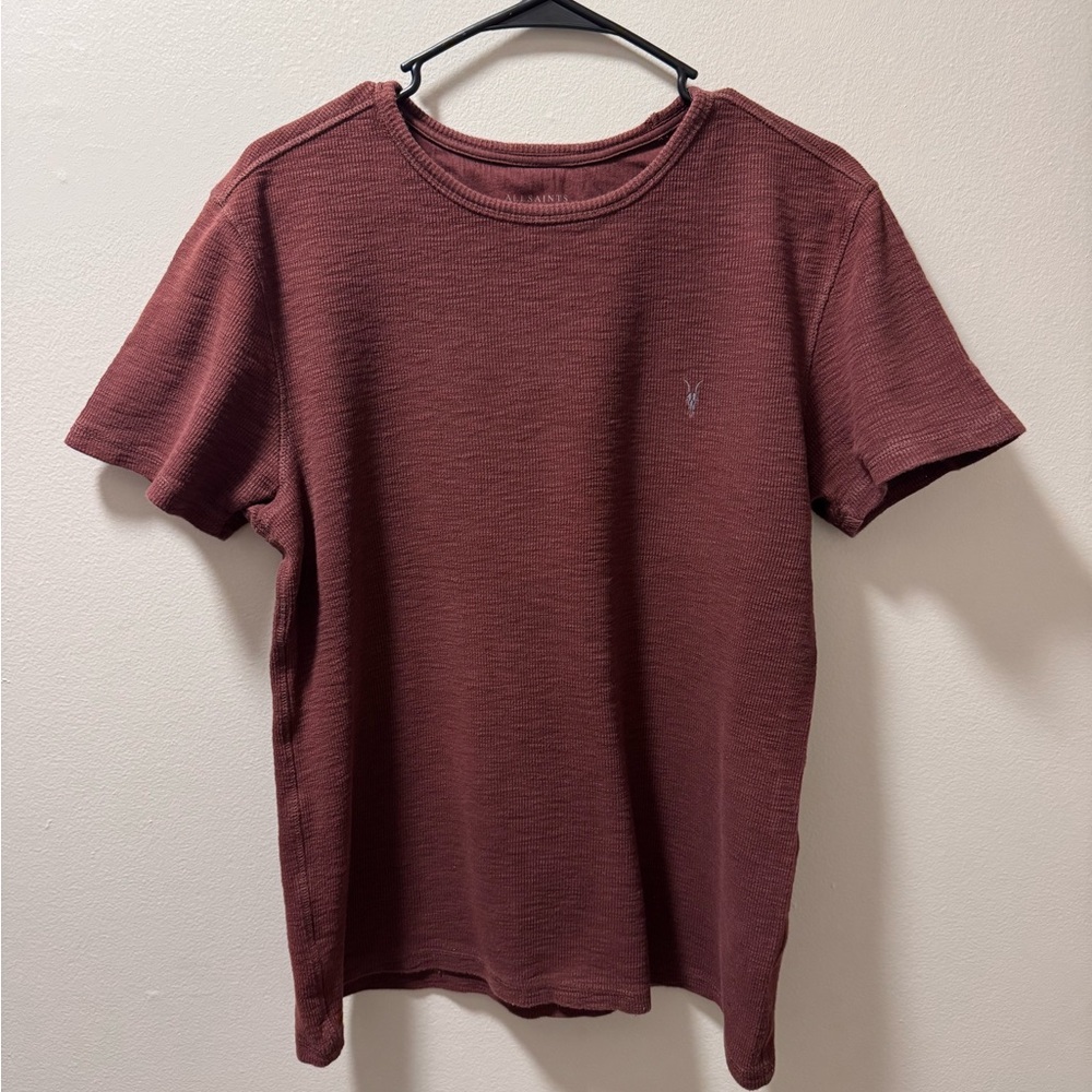 All Saints Men's Burgundy T-Shirt
